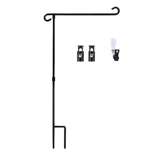 Outdoor Garden Flagpole Courtyard Garden Decorative Flagpole Ornament Holder with Iron Beads 2 Springs 1 Clip