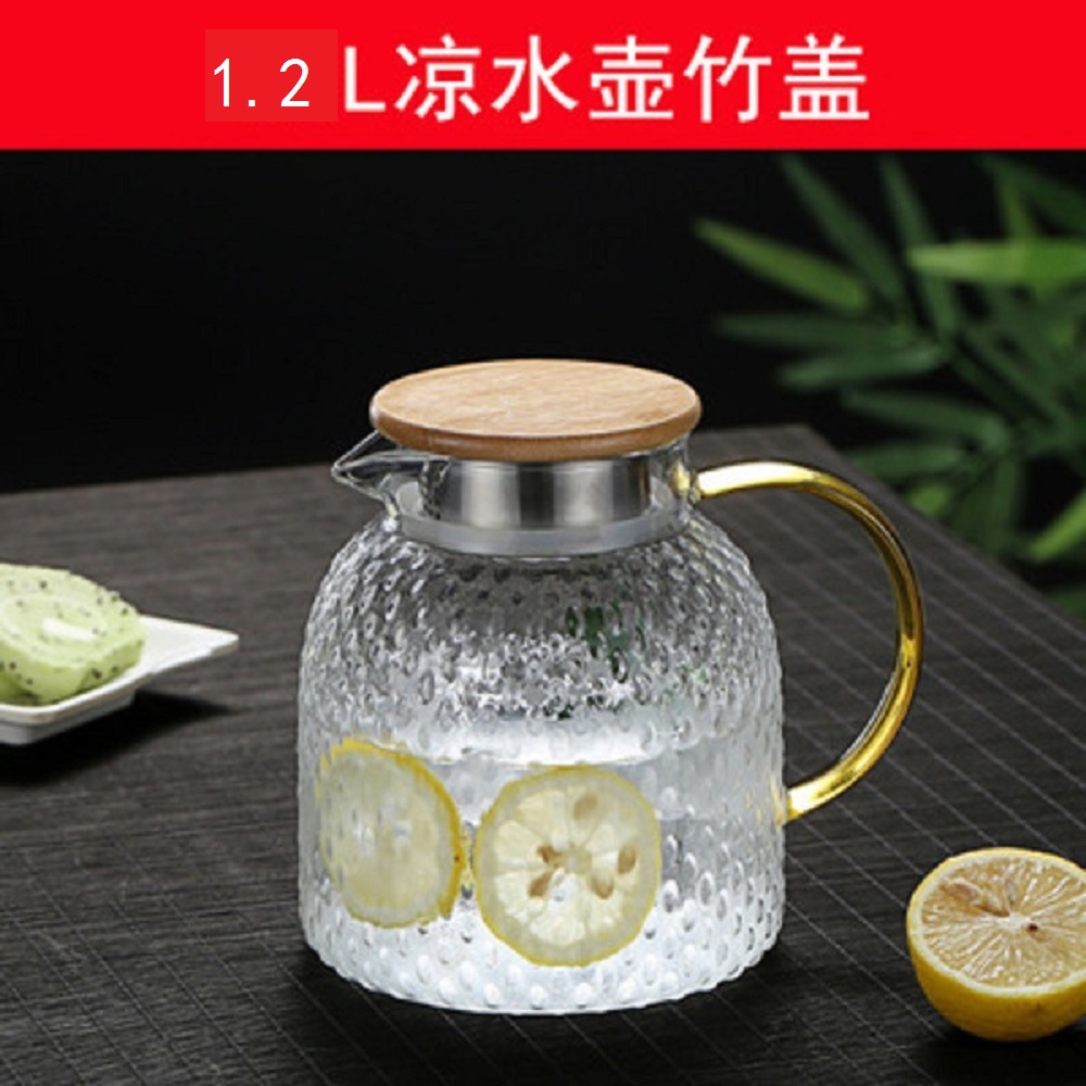 Estilo japonés martillado fría caldera vidrio gran capacidad martillado frío hervidor traje de agua tetera taza de arroz grano con tapa