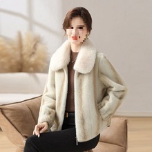 冬季中年妈妈冬装仿皮草外套大毛领中老年女装开衫洋气上衣服