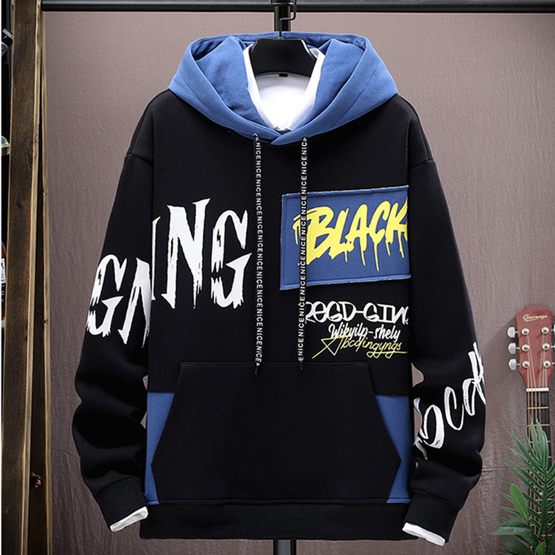 Autumn and winter youth sports suit men's 2023 Korean version junior and high school students velvet thickened hooded sweatshirt_voghion.com