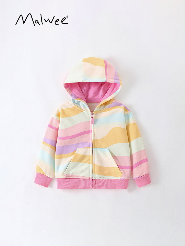 Chaqueta de niña malwee otoño e invierno nuevo estilo rebeca casual con capucha para niños europeos y americanos