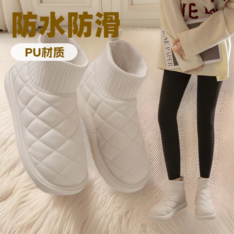 2024 새로운 겨울 눈 부츠 여성용 기모 두꺼운 따뜻한 빵 면화 신발 미끄럼 방지 동북 짧은 부츠 PU 방수