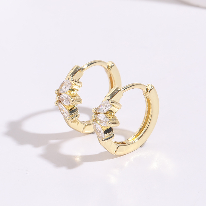 Fashion Flower Copper Inlaid Zircon Hoop Earrings 1 Pair