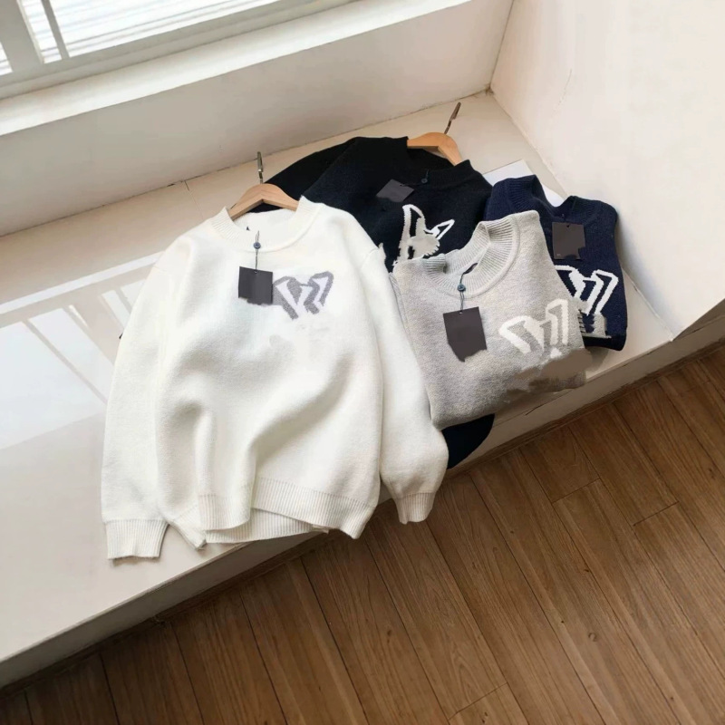 Cross-Border Foreign Trade High-End Version L Brand Knitted Unisex Crew Neck Sweater for Autumn and Winter, 680g, Meticulously Crafted with Fine Workmanship