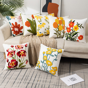Flower Pillowcase Without Core Pastoral Style Home Sofa Pillow Bedside Cushion Office Lumbar Pillow Quilt