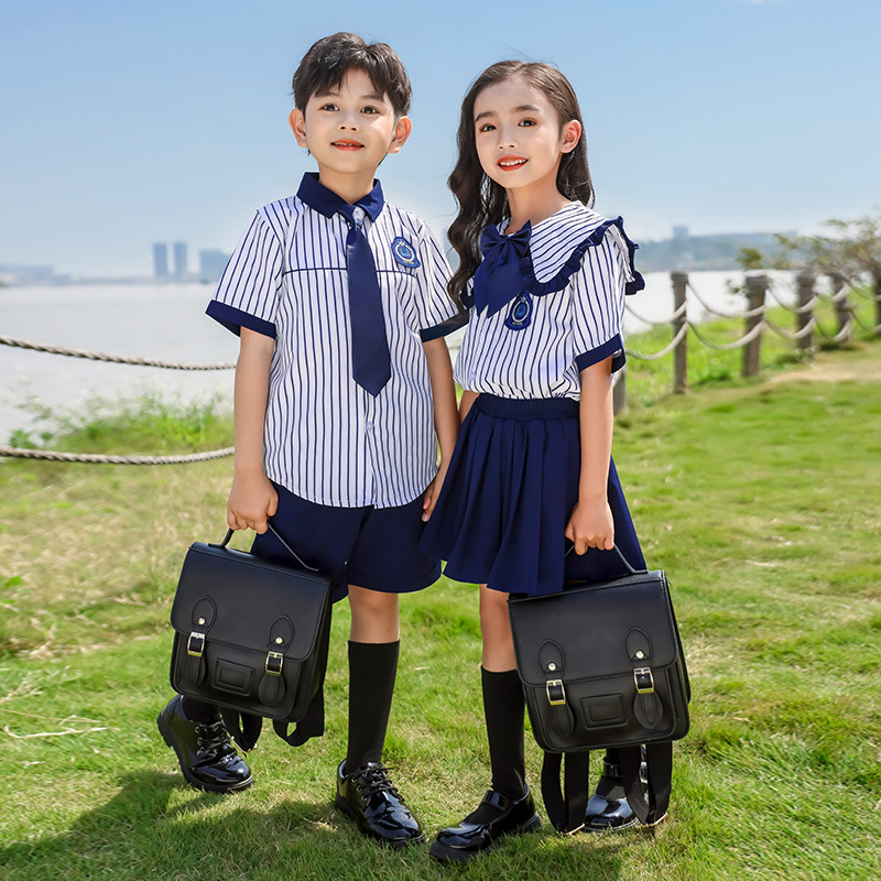 Preschool summer uniform set, primary school graduation short-sleeved class uniform, British style school uniform, June 1st children's choir uniform