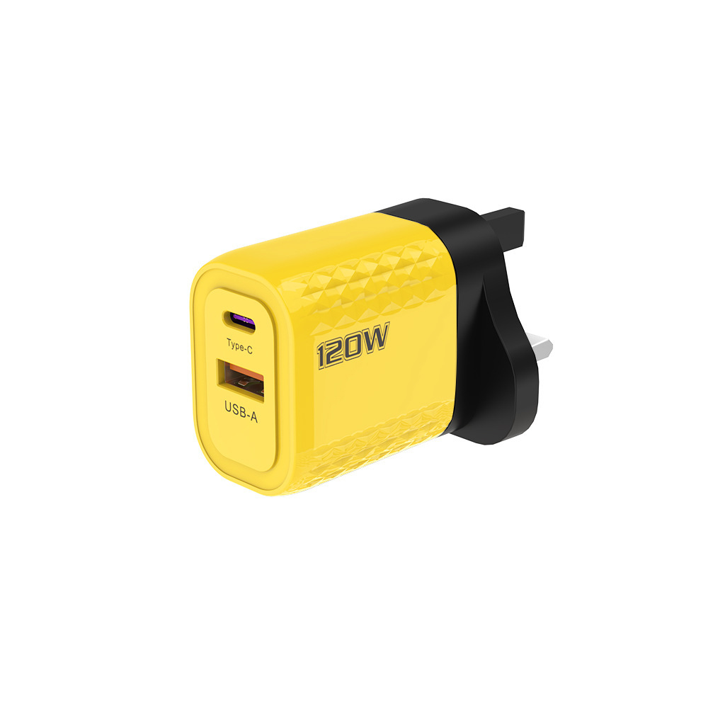 12W 다이아몬드 A+C 고속 충전 헤드(영국 표준, 노란색)