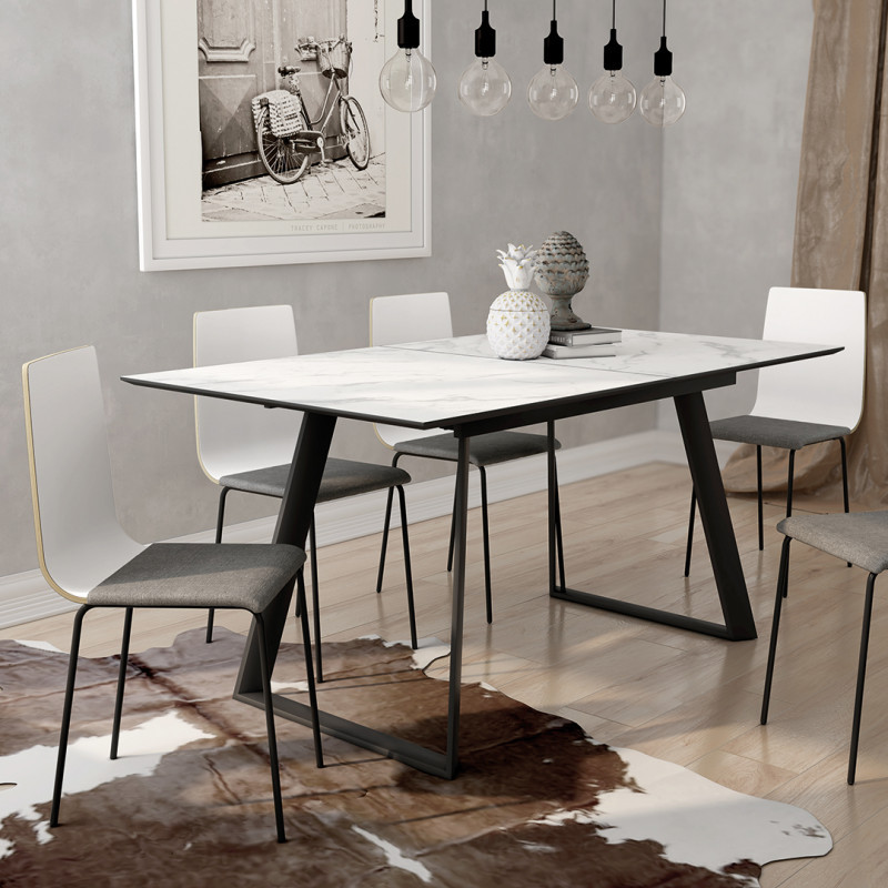 Wal-Mart mesa de comedor moderna minimalista de roca rectangular nórdica mesa de negociación de viento crema mesas de comedor