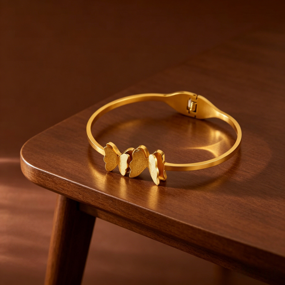 Golden Double Butterfly Bracelet S204