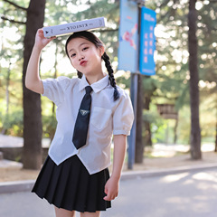 夏新款 純色百褶裙半身裙休閒上衣襯衫泡泡袖白色上身衣服