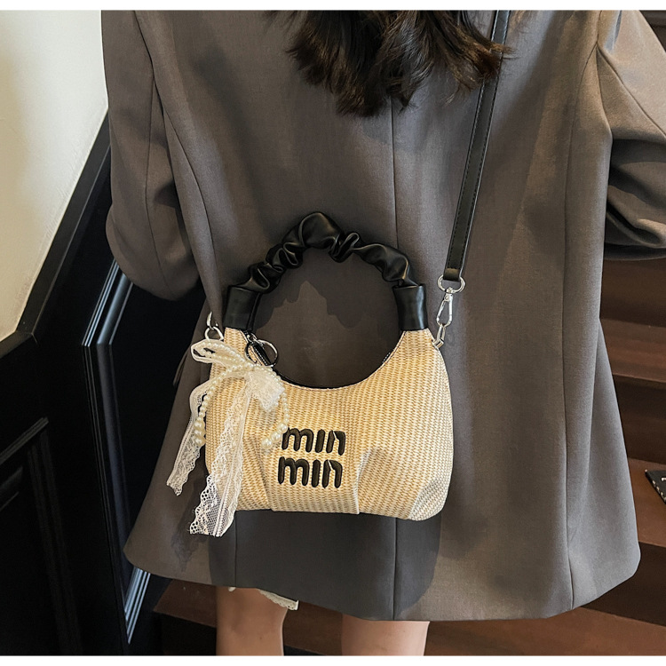 2025 Pleated handbag for Women's summer, a new niche design, trendy and fashionable, versatile woven single-shoulder crossbody bag undefined