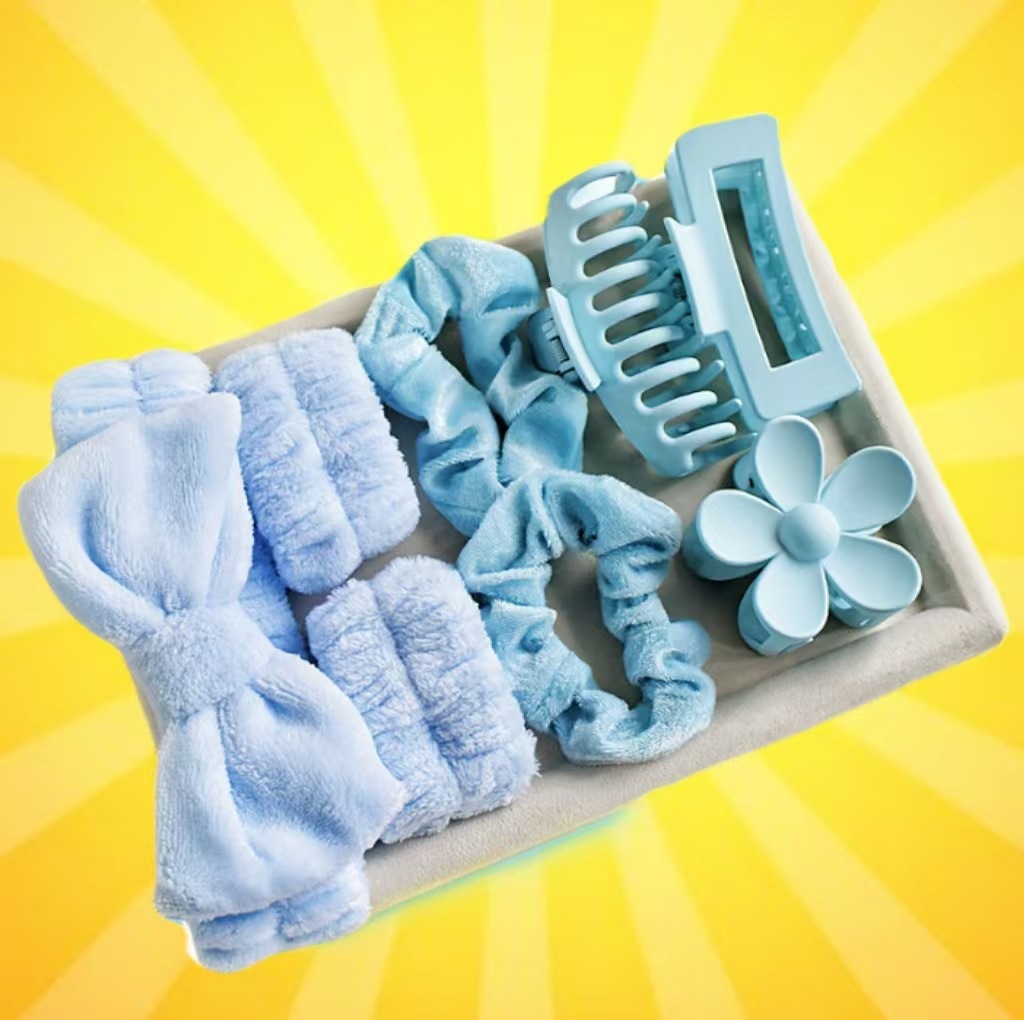 Correa para el cabello suave, tocado, lazo, lavado, multicolor mate mate, clip de agarre grande, anillo para el cabello elástico, juego de 16 piezas