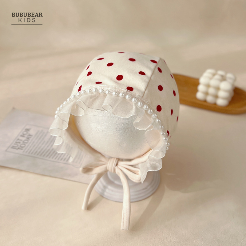 Sombrero de bebé de primavera y otoño princesa delgada gorro de oído de aire extranjero bebé primavera y verano encaje sombrero de corte pequeño mes sombrero de embarazo