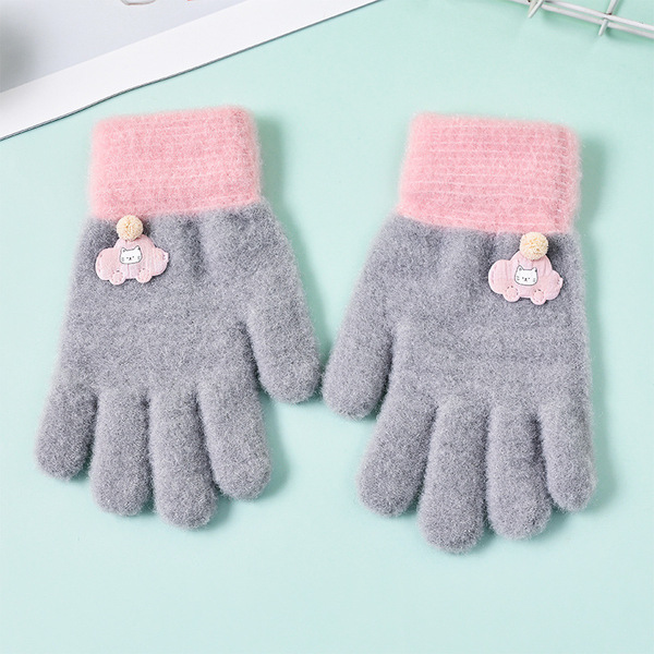 New Warm Gloves for Ages 4-8, Winter Cold-Proof, Thickened Full-Finger Outdoor Gloves for Boys and Girls, Baby Five-Finger Cute Children's Gloves