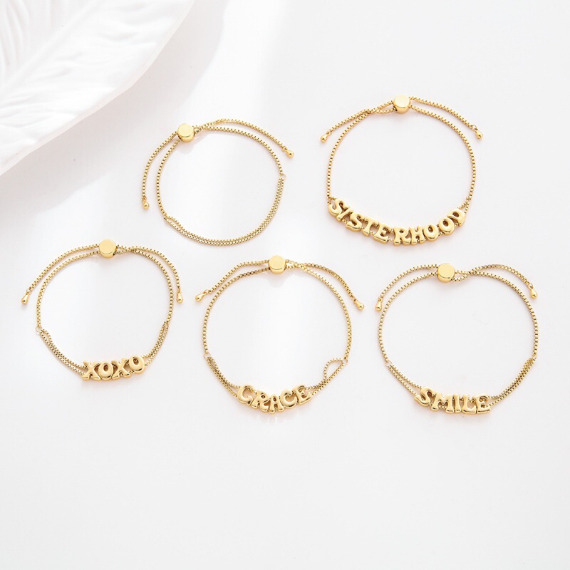 18K Gold 26 English Bubble Letter Pendant Bracelet DIY Fat Letter Pendant Adjustable Hand Jewelry Wholesale 18K Gold 26 English Bubble Letter Pendant Bracelet DIY Fat Letter Pendant Adjustable Hand Jewelry Wholesale