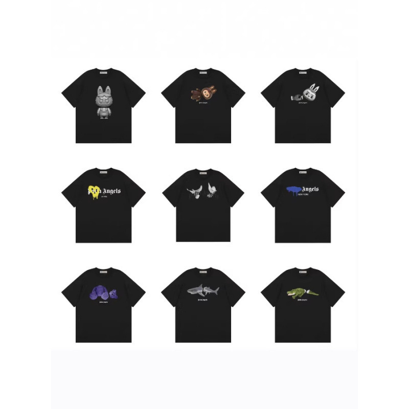 Cross-border trendy brand.pa decapitated bear heavy cotton short-sleeve T-shirt with palm tree, teddy bear, and shark prints for men and women wholesale Cross-border trendy brand.pa decapitated bear heavy cotton short-sleeve T-shirt with palm tree, teddy bear, and shark prints for men and women wholesale