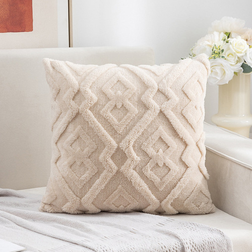 Modern Minimalist Plush Throw Pillow Cover with No Insert, Office Sofa Waist Support Pillow, Bedside Cushion