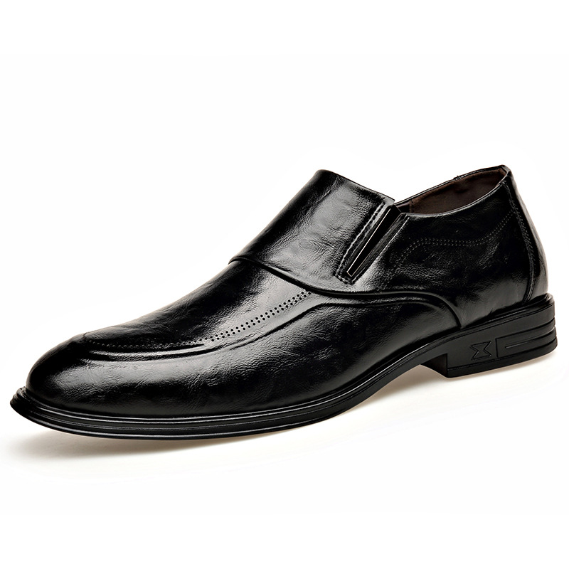 Zapatos de cuero para hombre otoño y invierno vestido formal de negocios de cuero suave con una punta de pedal trajes zapatos de boda para novio image 6