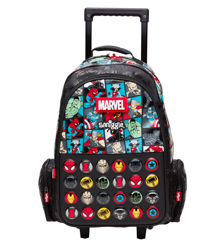 Cadena dedicada mochila escolar australiana smiggle trolley mochila escolar de remolcador de dibujos animados de gran capacidad mochila para estudiantes de primaria y secundaria