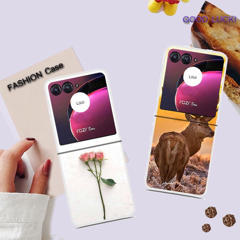 Applicable to Moto Razr 40 Ultra upper and lower PC cover drop-resistant hard shell general picture cute cartoon simple style wholesale