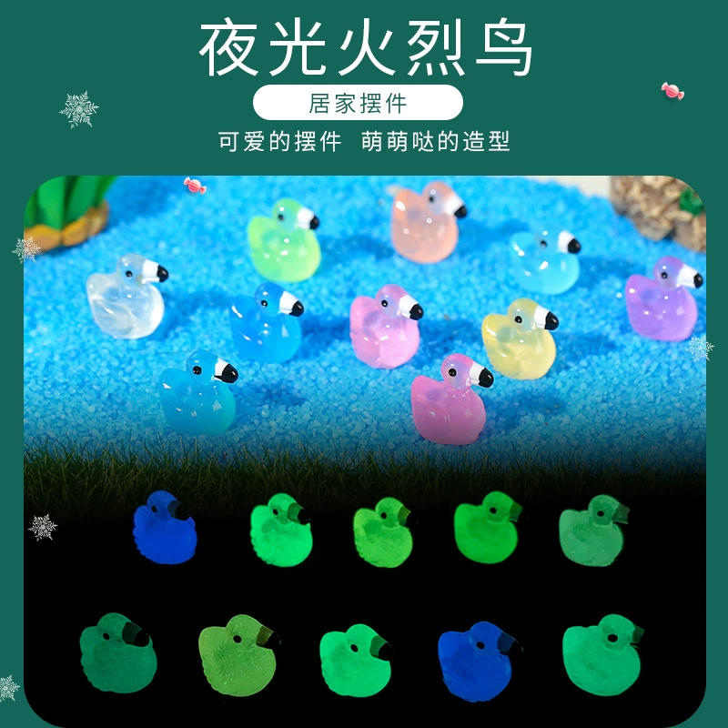 Десять цветных светящийся фламинго миниатюрные животные модели украшения красочные фламинго милые животные DIY смола аксессуары