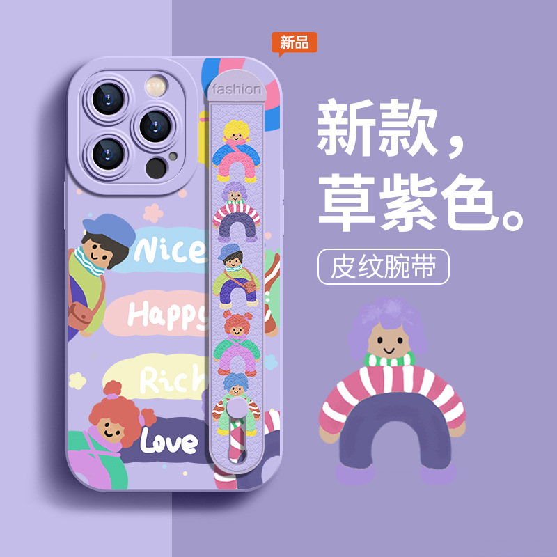 Cairen for Apple 15 phone case iphone14 new female 13 all-inclusive 11 wrist strap x/xr bracket protective cover