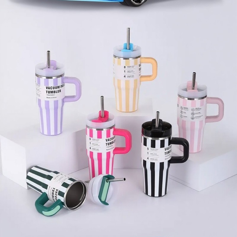 14oz40oz ストライプカーカップ 304 二層ステンレス鋼真空断熱カップ屋外ポータブルカーアイスカップ|undefined