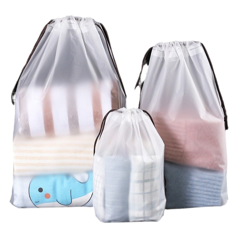 Bolsa de cordón con cordón de fábrica PE bolsa de plástico transparente esmerilado zapatos bolsa de almacenamiento de sub-embalaje calcetines bolsa de embalaje de ropa