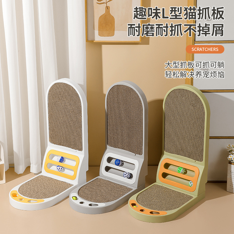 Meow y nueva diversión semicírculo L-type CAT Scratch Board resistente al desgaste Bell resistente a los arañazos vertical gato escalada marco gato juguete