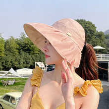 夏季新款网纱大沿空顶布帽纯色时尚显脸小帽子女户外遮阳防晒批发