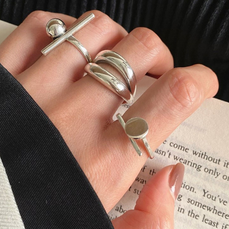 10g Weight Silver Plated Plating Material Rings Classification 1 Piece Quantity Daily Occasion Copper Material Geometric Pattern Women's Gender Simple Style Style Wholesale Simple Style Geometric Copper Silver Plated Rings 2