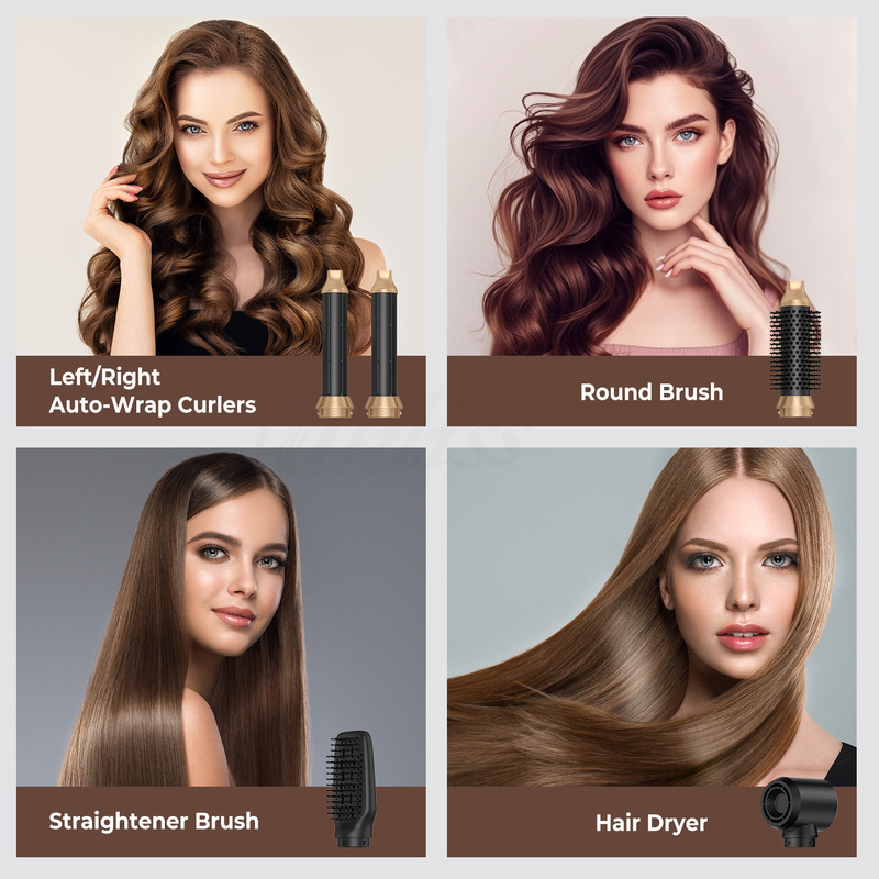 Amazon ベストセラー ヘアドライヤー 自動ヘアアイロン ストレートヘアアイロン 多機能ヘアドライヤー 5 イン 1 熱風コーム セット|undefined