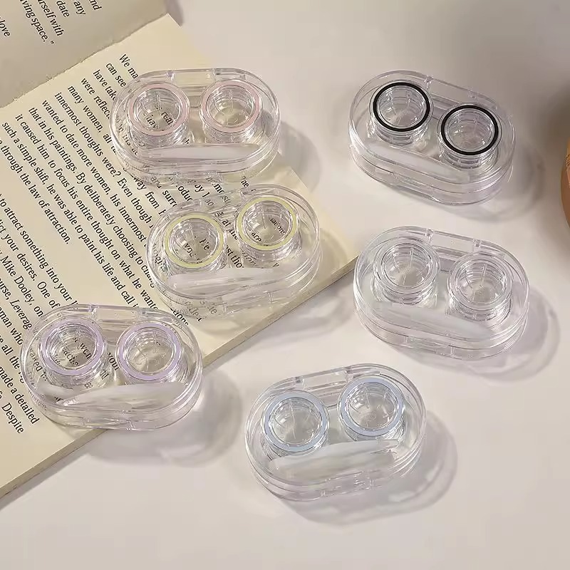 免拧盖隐形眼镜盒高级感一体式便携多副收纳护理伴侣双联美瞳盒子