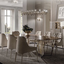 意式輕奢亮光岩板餐桌北歐奢石長方形飯桌不銹鋼設計師簡約餐桌