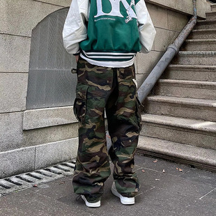 American-style High Street Retro Hiphop Hip Hop Camouflage Caught Pants Slim Look Pants Men's Straight Casual Pants Ins Trendy Brand