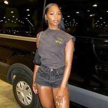 7857TG娜扎达跨境新品亚马逊爆款宽松印花无袖圆领欧美T恤上衣 女