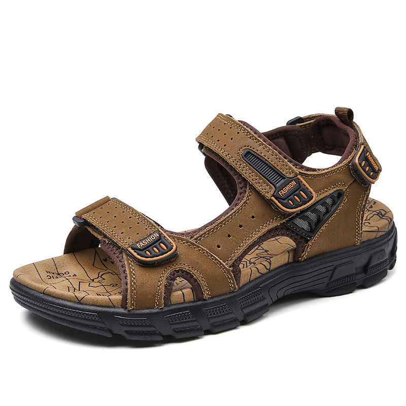 First-Layer Cowhide Cross-Border Sandals for Men, Thick-Soled Open-Toe Men's Beach Shoes, Soft-Soled Fashionable Large-Size Outdoor Casual Shoes First-Layer Cowhide Cross-Border Sandals for Men, Thick-Soled Open-Toe Men's Beach Shoes, Soft-Soled Fashionable Large-Size Outdoor Casual Shoes