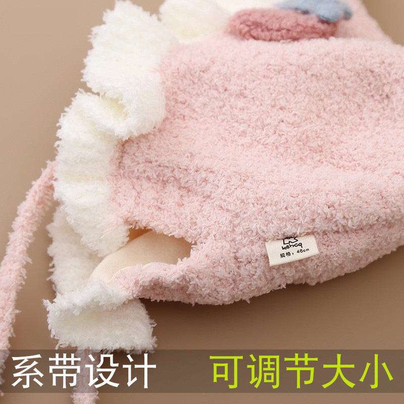 Sombreros para bebés otoño y invierno lindos encaje dulce bebé princesa sombrero de peluche protección de orejas de la corte sombrero de abrigo