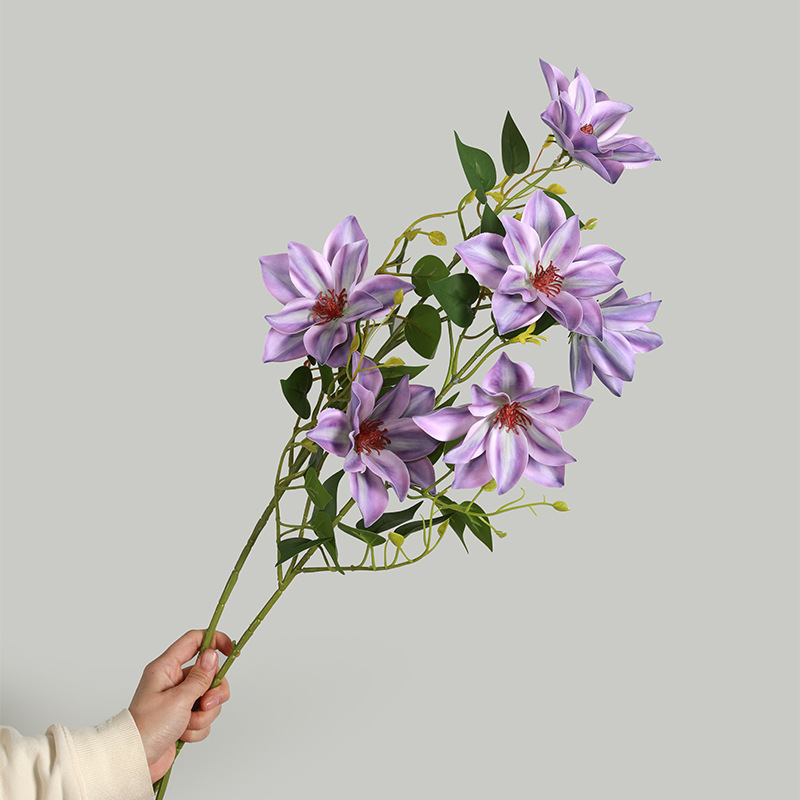 網紅民宿門頭遮擋裝飾仿真花藤花蔓 客廳家居裝飾仿真手感鐵線蓮