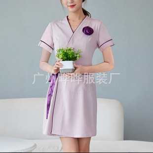2023 spring and summer beautician work clothes female beauty salon health salon high-end foot bath technician temperament dress set