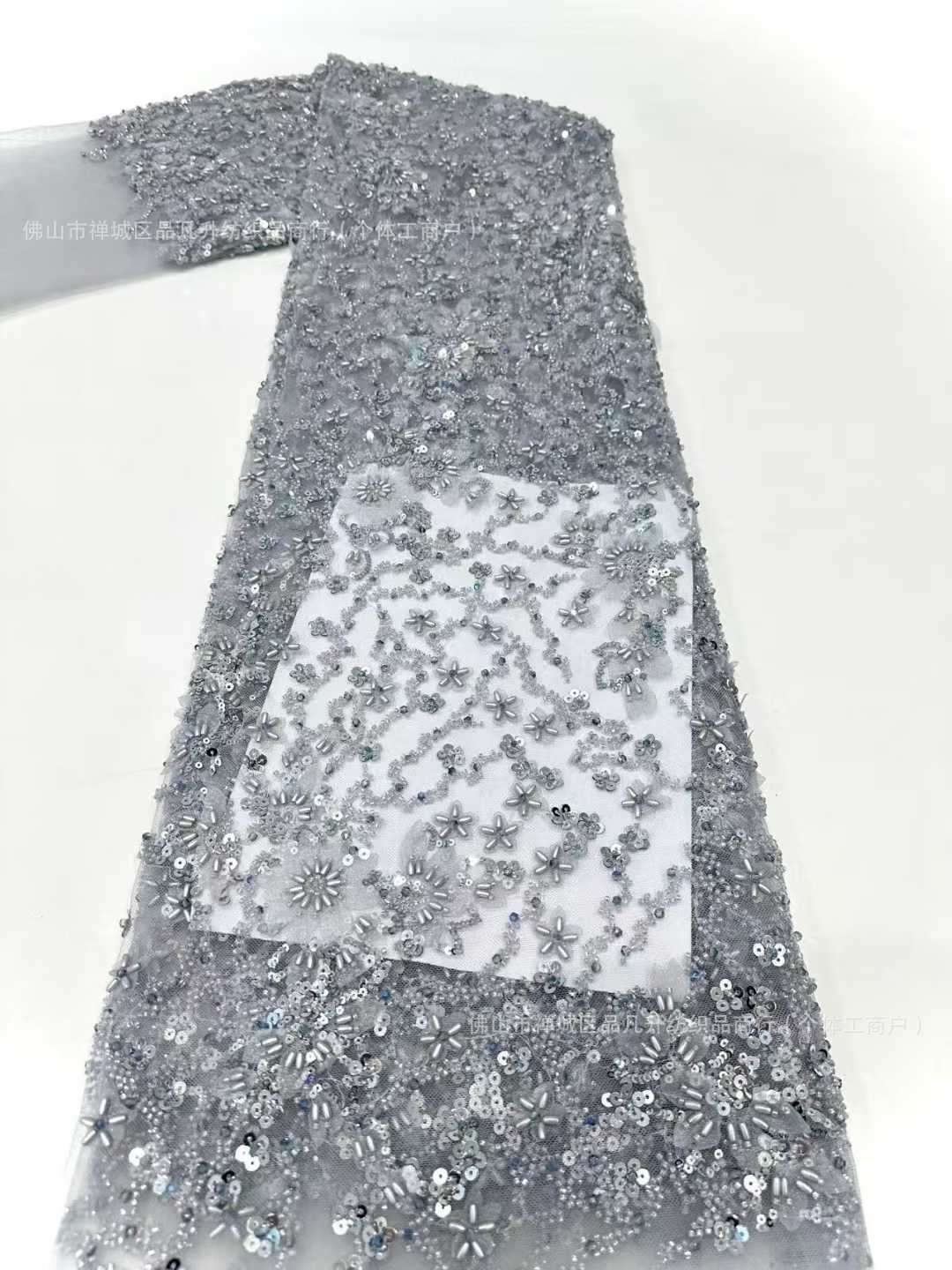 Tejido de boda, vestido de bordado de perlas, moda transfronteriza de alta calidad, tela de bordado tridimensional, perlas de arroz image 10