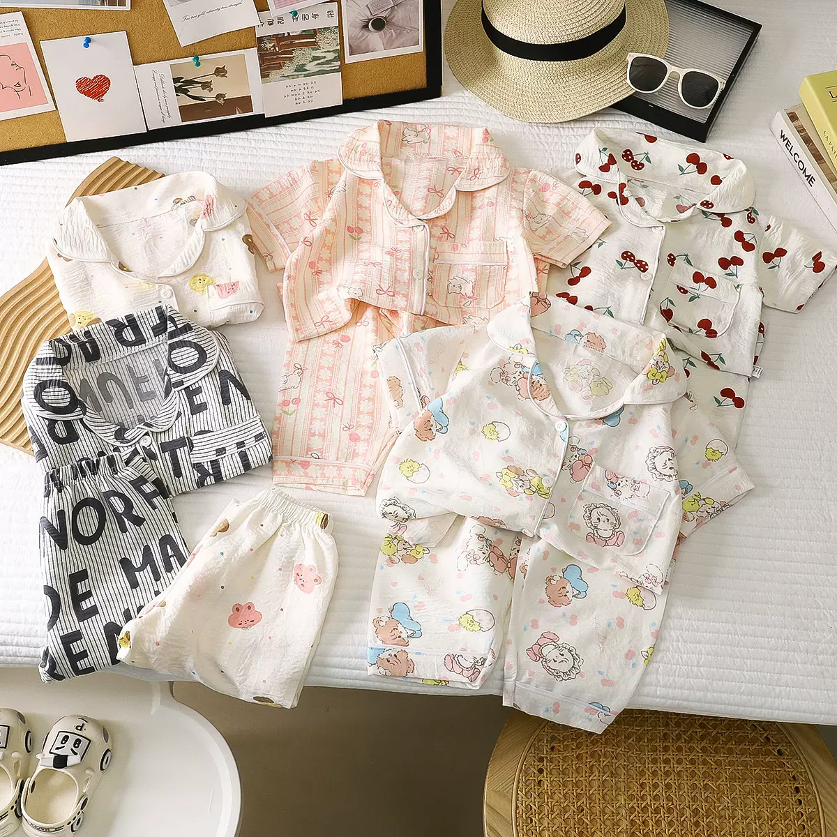 儿童睡衣套装夏季新款女童薄款短袖长裤宝宝空调服男童家居服童装