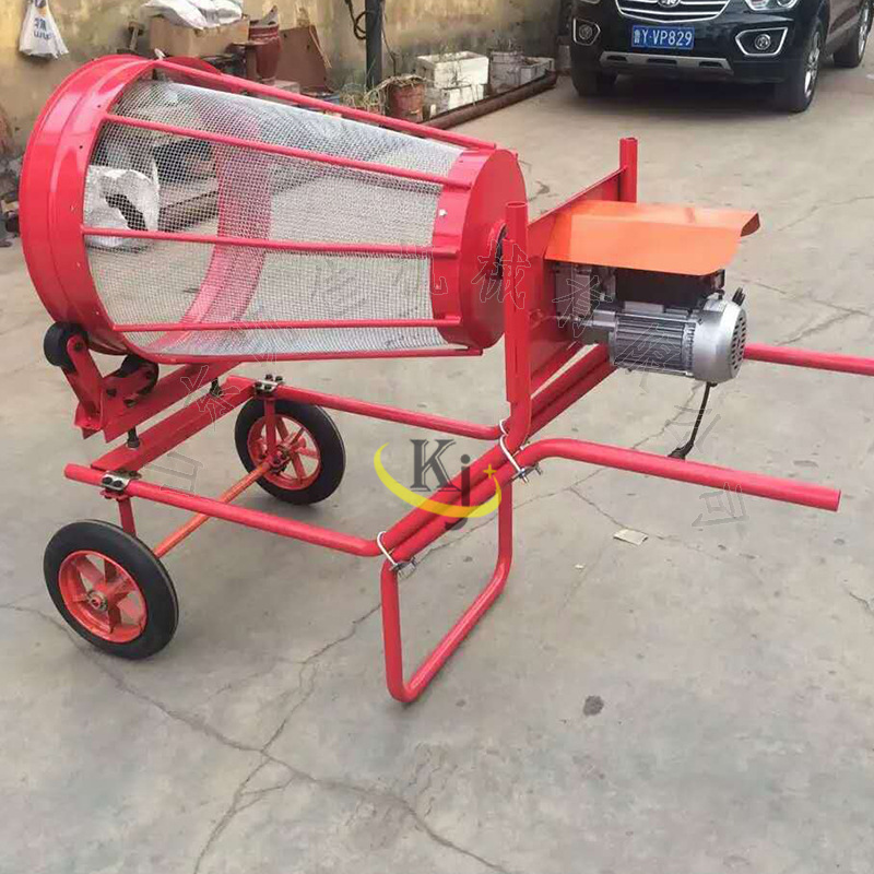 手推式筛沙机电动圆筒筛沙机 滚筒震动小型建筑式电动筛沙