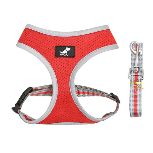 Pet supplies, cat and dog harness, reflective breathable mesh dog chest and back strap
