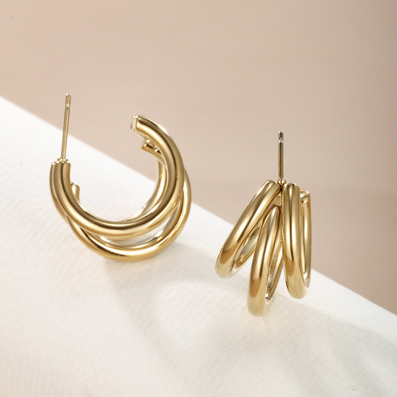 Pendientes de acero inoxidable de metal de joyería xupe pendientes de moda europea y americana de gama alta estilo simple ins elegante pendientes de estilo Hong Kong