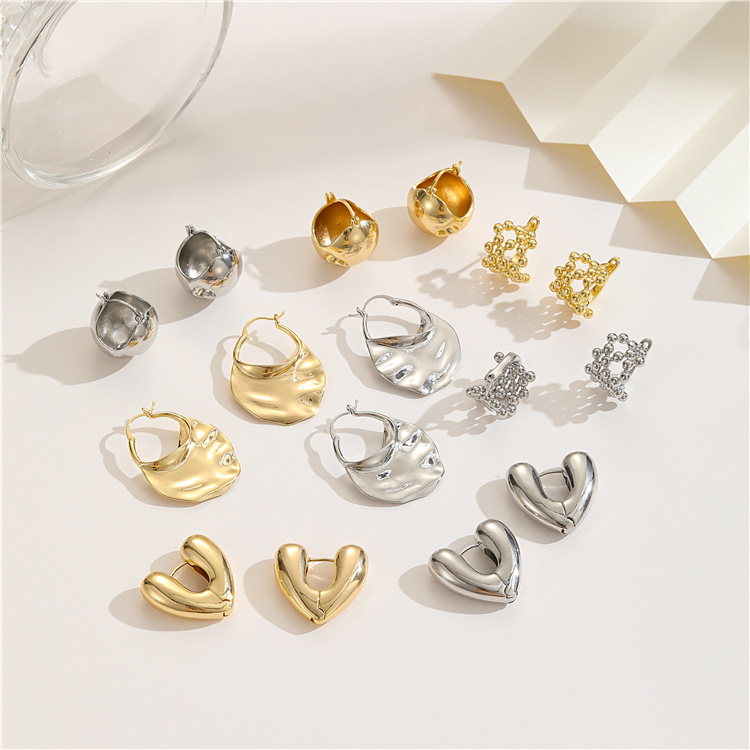 Fashion Heart Shape Copper Earrings 1 Pair