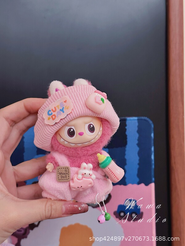 迷你版4.0LABUBU搪胶脸毛绒盲盒玩偶衣服套装小鼻嘎心底密码四代|undefined