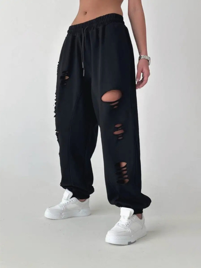 Pantalones de piernas anchas de verano de algodón, pantalones de cintura alta, pantalones casuales deportivos de estilo hip-hop