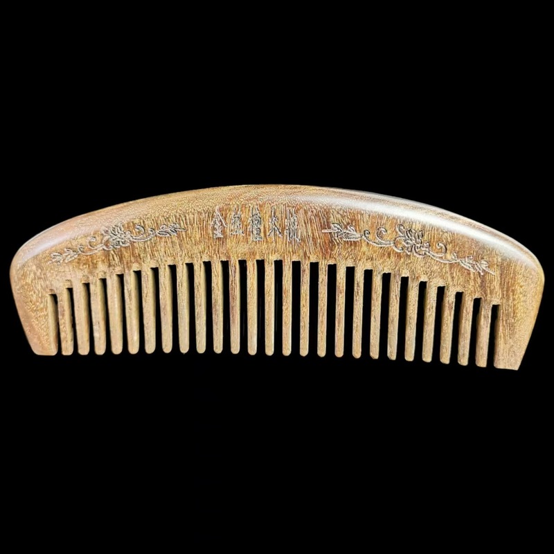 ゴールデンサンダルウッド家庭用木製櫛厚く彫刻された細くて広い歯の女性の長い髪天然無垢材彫刻卸売|undefined