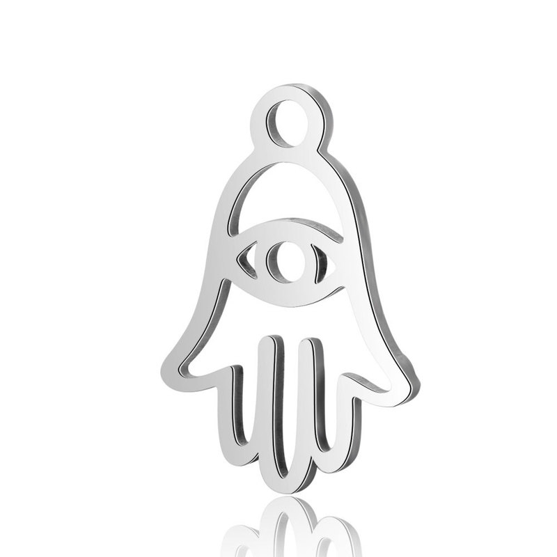 Titanium Steel Hamsa Palm Pendant Cut Hollow Devil's Eye Palm Pendant Stainless Steel DIY Jewelry Accessories